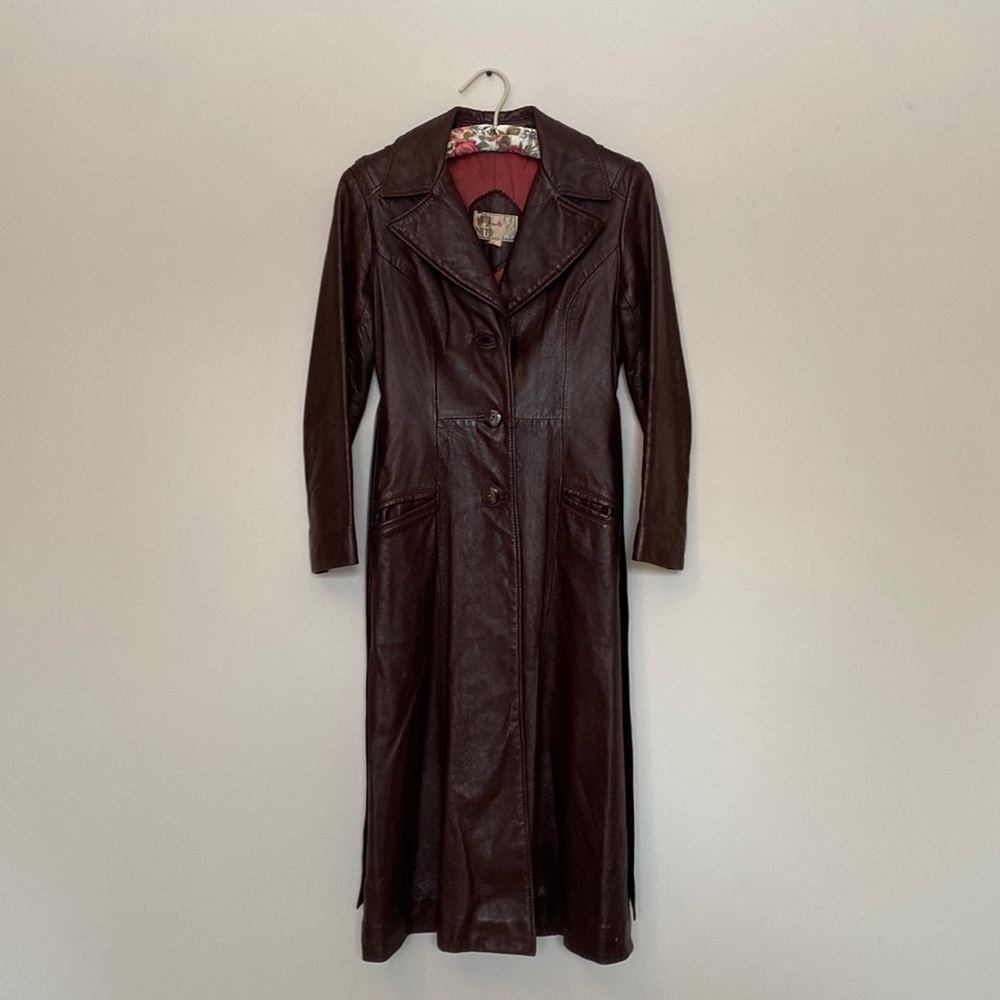 Vintage Neto Full Length Brown Leather Coat